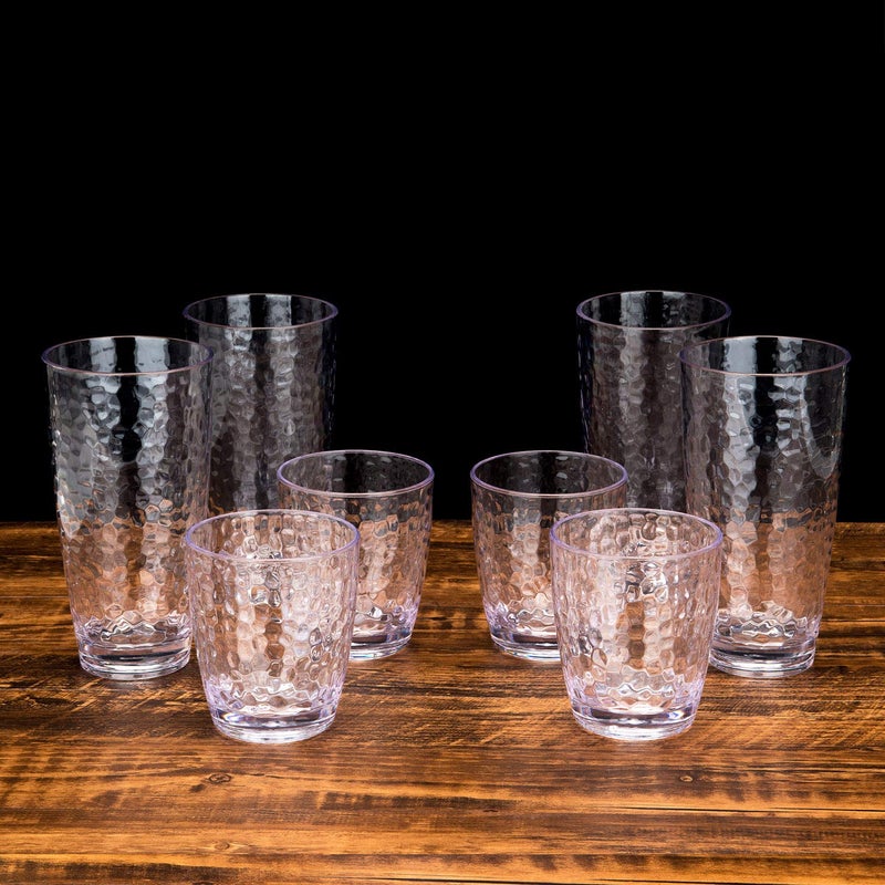 KOXIN-KARLU Hammered 26-ounce Plastic Tumbler Acrylic Glasses, set of 6 Clear - Image 4